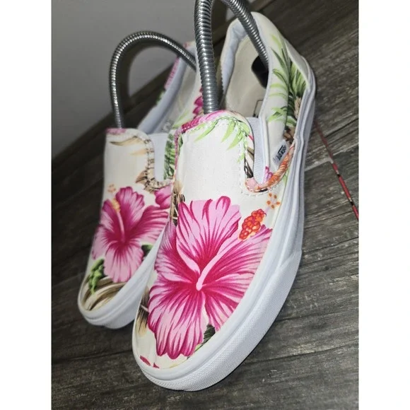Vans Hawaiian Hibiscus Flower Slip-On Sneakers Women's Size 8 - Picture 3 of 9